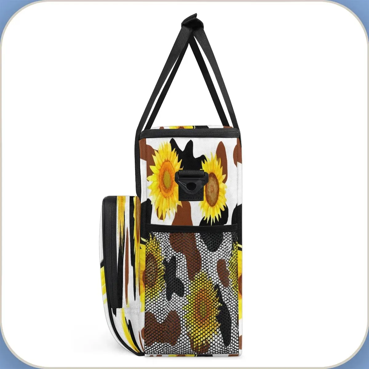 cfpolar Cow Print Sunflower Coffee Maker Storage Bag, Travel Coffee Maker Carrying Storage Tote Bag Compatible with K-Mini or K-Mini Plus, Dustproof Tote Bag with Shoulder Strap for Women Men