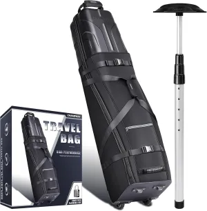 CHAMPKEY Premium Golf Travel Bags for Airlines with Password Lock - Hard Case Top Golf Travel Bag with Premium Oxford Fabric and Oversized Wheels