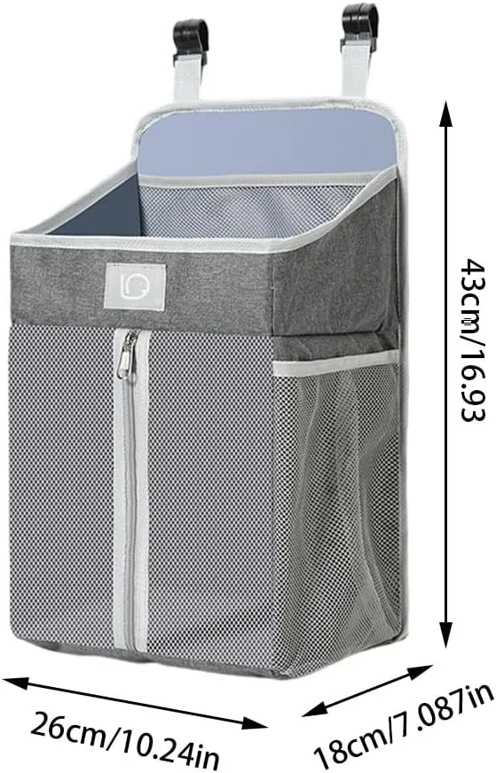 Changing Table Diaper Organizer, Nursery Caddy Organizer for Cribs Playard Baby Essentials Storage, Oxford Fabric Baby Bedside Hanging Storage Bag with Organized Compartments