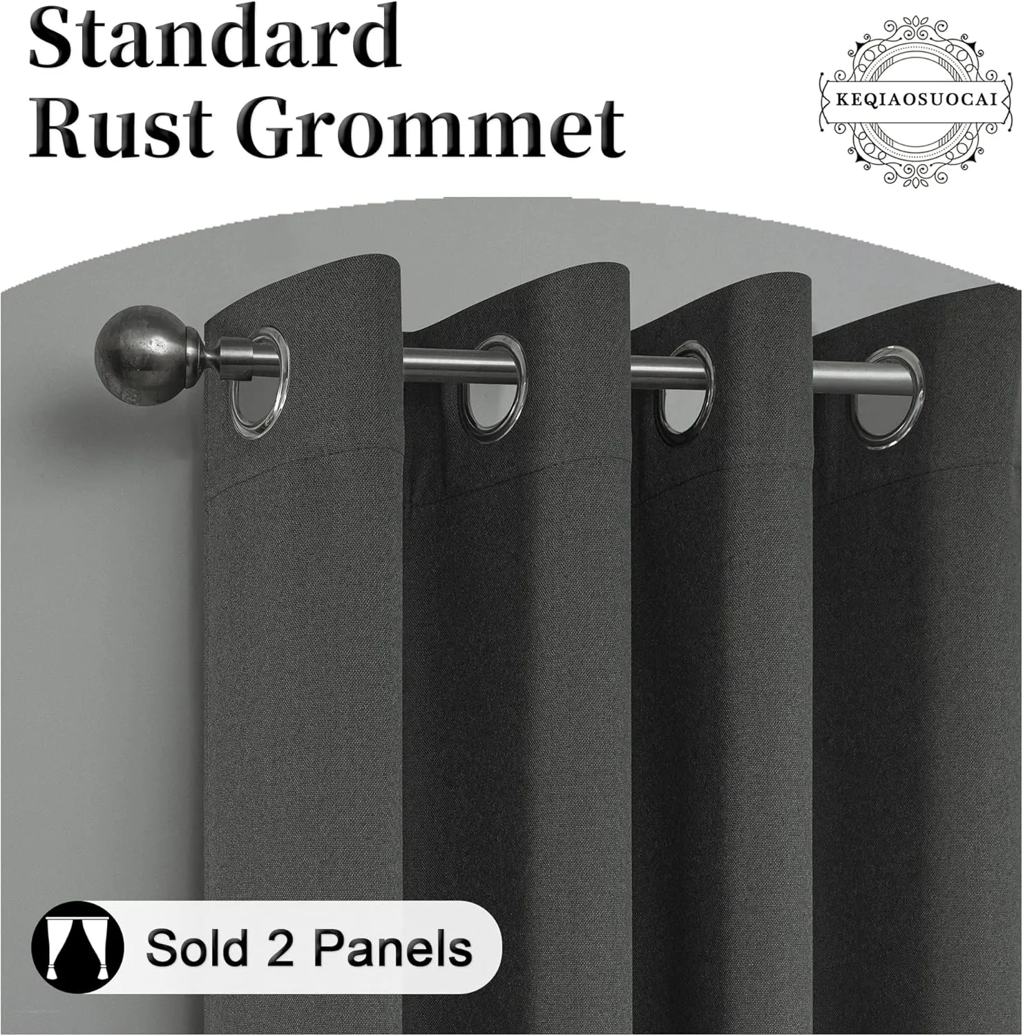 Charcoal /Dark Gray Linen 100% Blackout Curtains 84 inch length 2 panels for Bedroom - Burlap Textured Vintage Energy Saving Thermal Insulated Window Curtain Drapes for Living Room ,W 52 x L 84 Inch