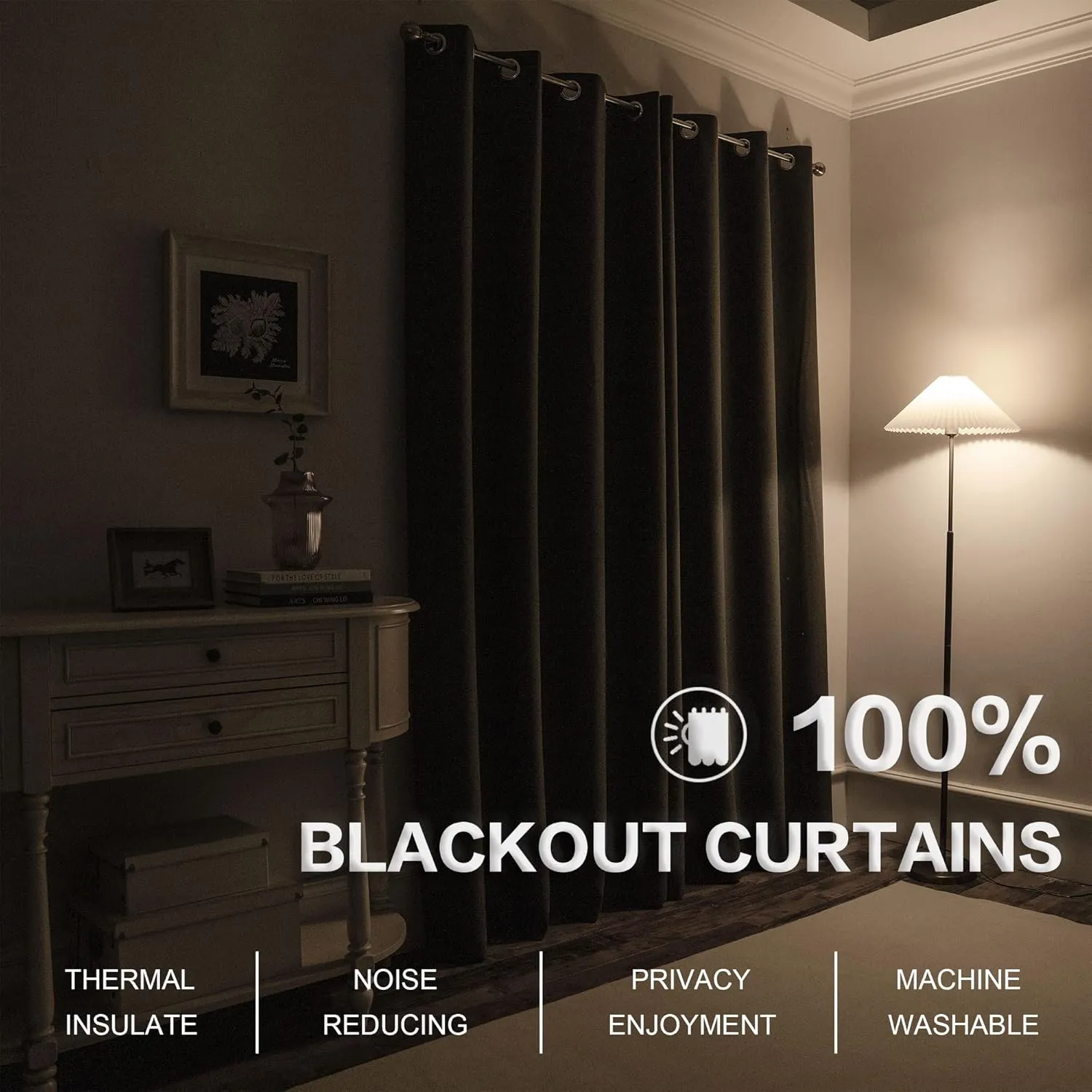 Charcoal /Dark Gray Linen 100% Blackout Curtains 84 inch length 2 panels for Bedroom - Burlap Textured Vintage Energy Saving Thermal Insulated Window Curtain Drapes for Living Room ,W 52 x L 84 Inch