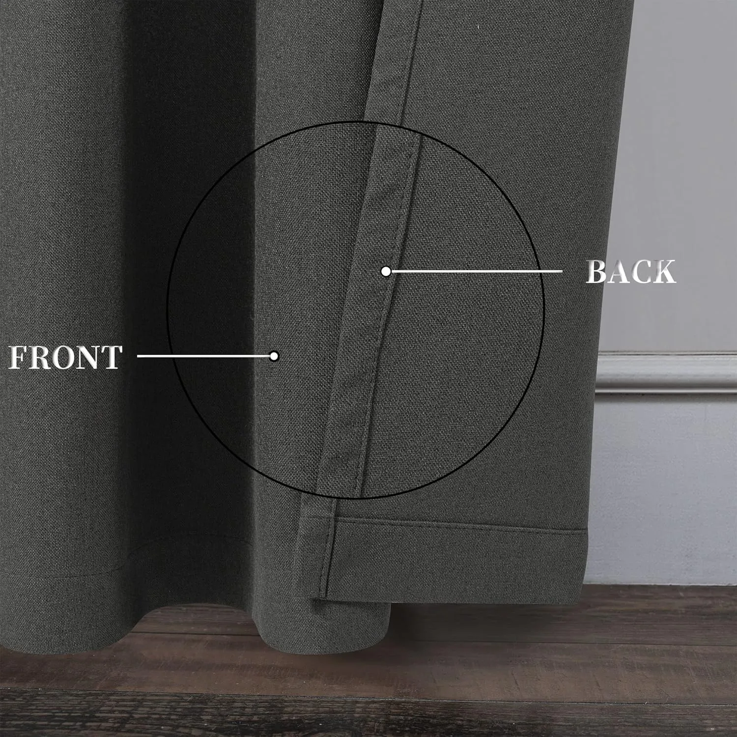 Charcoal /Dark Gray Linen 100% Blackout Curtains 84 inch length 2 panels for Bedroom - Burlap Textured Vintage Energy Saving Thermal Insulated Window Curtain Drapes for Living Room ,W 52 x L 84 Inch
