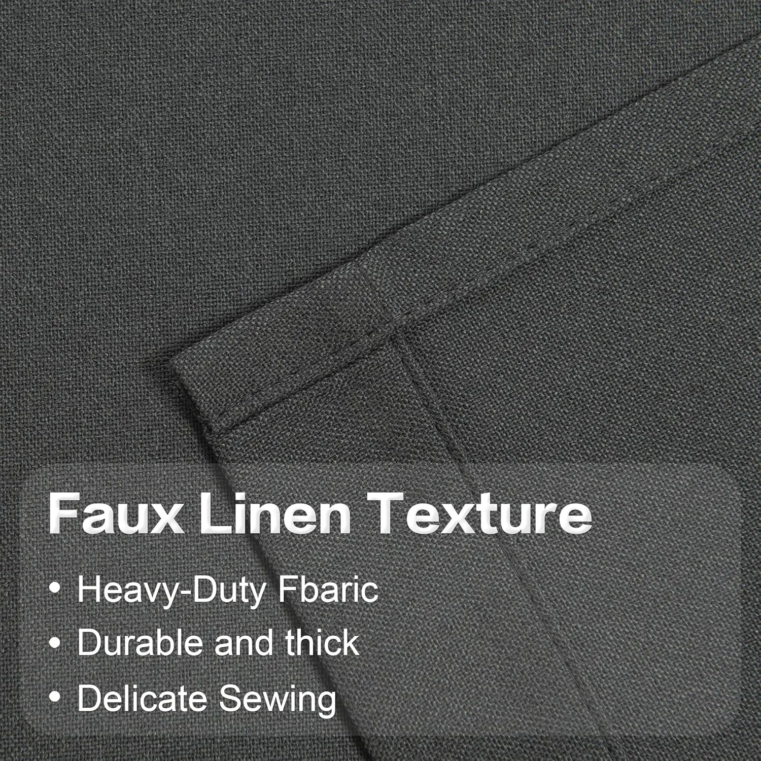 Charcoal /Dark Gray Linen 100% Blackout Curtains 84 inch length 2 panels for Bedroom - Burlap Textured Vintage Energy Saving Thermal Insulated Window Curtain Drapes for Living Room ,W 52 x L 84 Inch