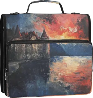 Chateau Sunset Reflection Red 3-Ring Document Binder, Zippered Portfolio