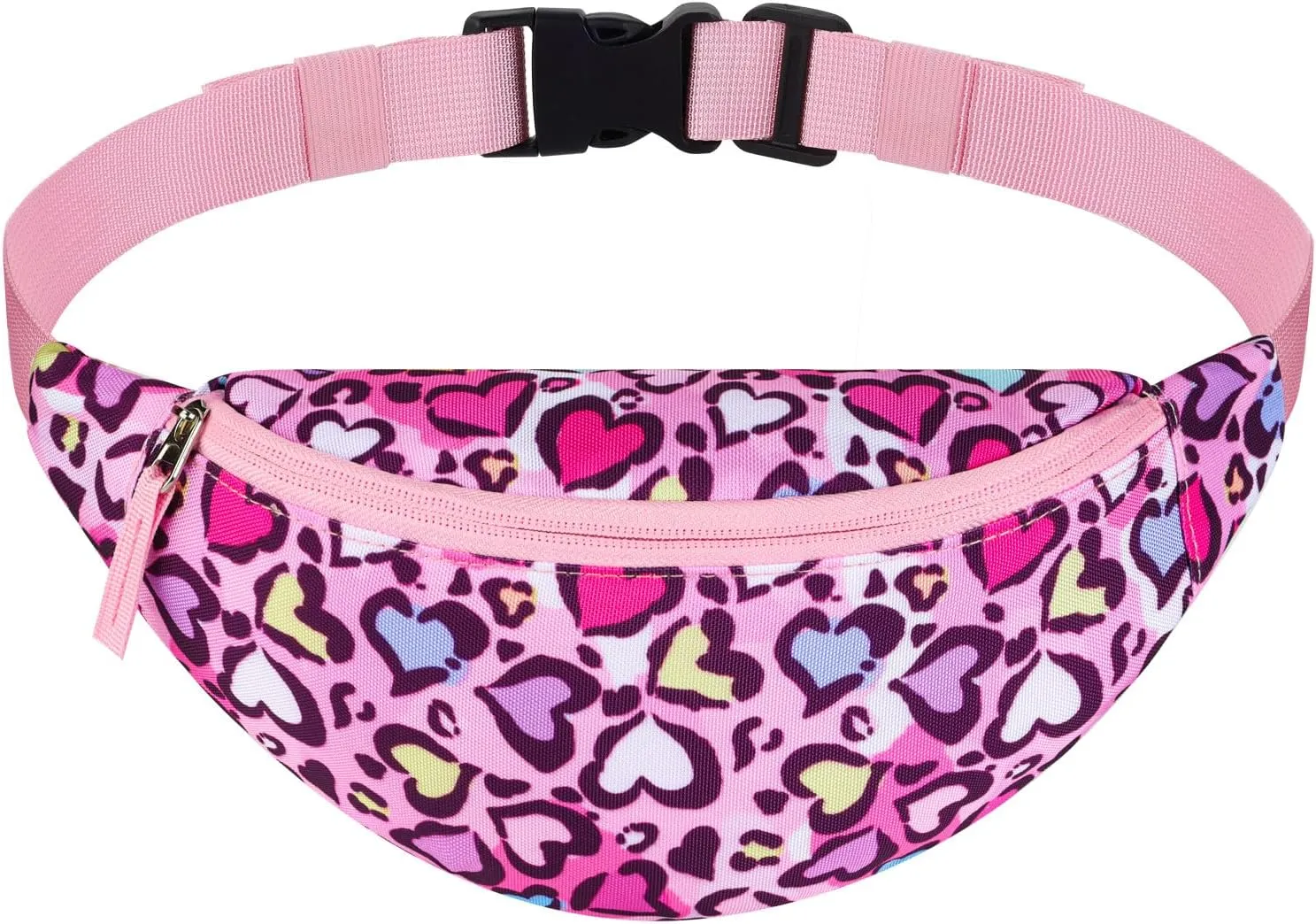 Cheetah Kids Fanny Pack for Girls, Travel Small Waist Bag Crossbody Belt Bag for Little Girls Toddler Cute Fanny Bag Leopard, Pink