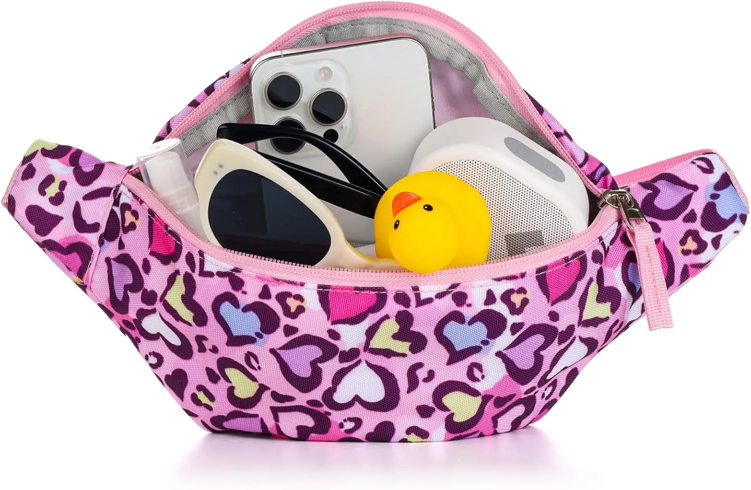 Cheetah Kids Fanny Pack for Girls, Travel Small Waist Bag Crossbody Belt Bag for Little Girls Toddler Cute Fanny Bag Leopard, Pink