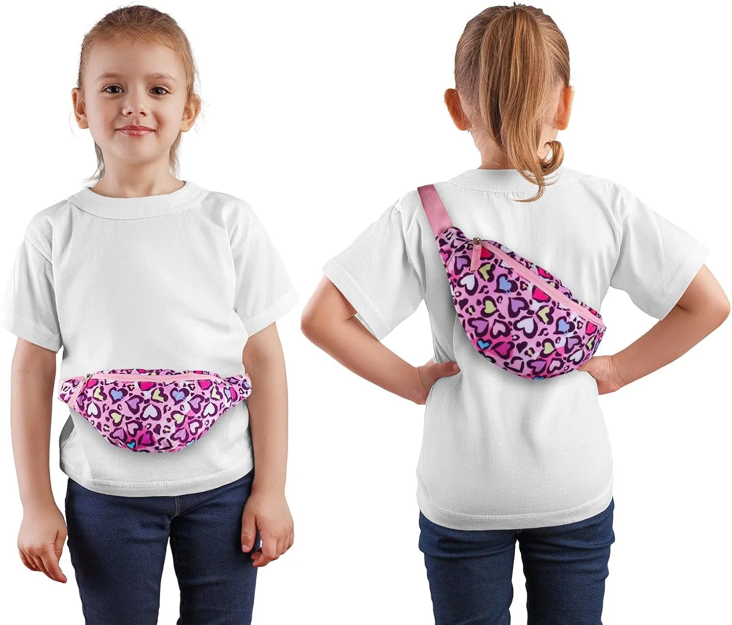 Cheetah Kids Fanny Pack for Girls, Travel Small Waist Bag Crossbody Belt Bag for Little Girls Toddler Cute Fanny Bag Leopard, Pink