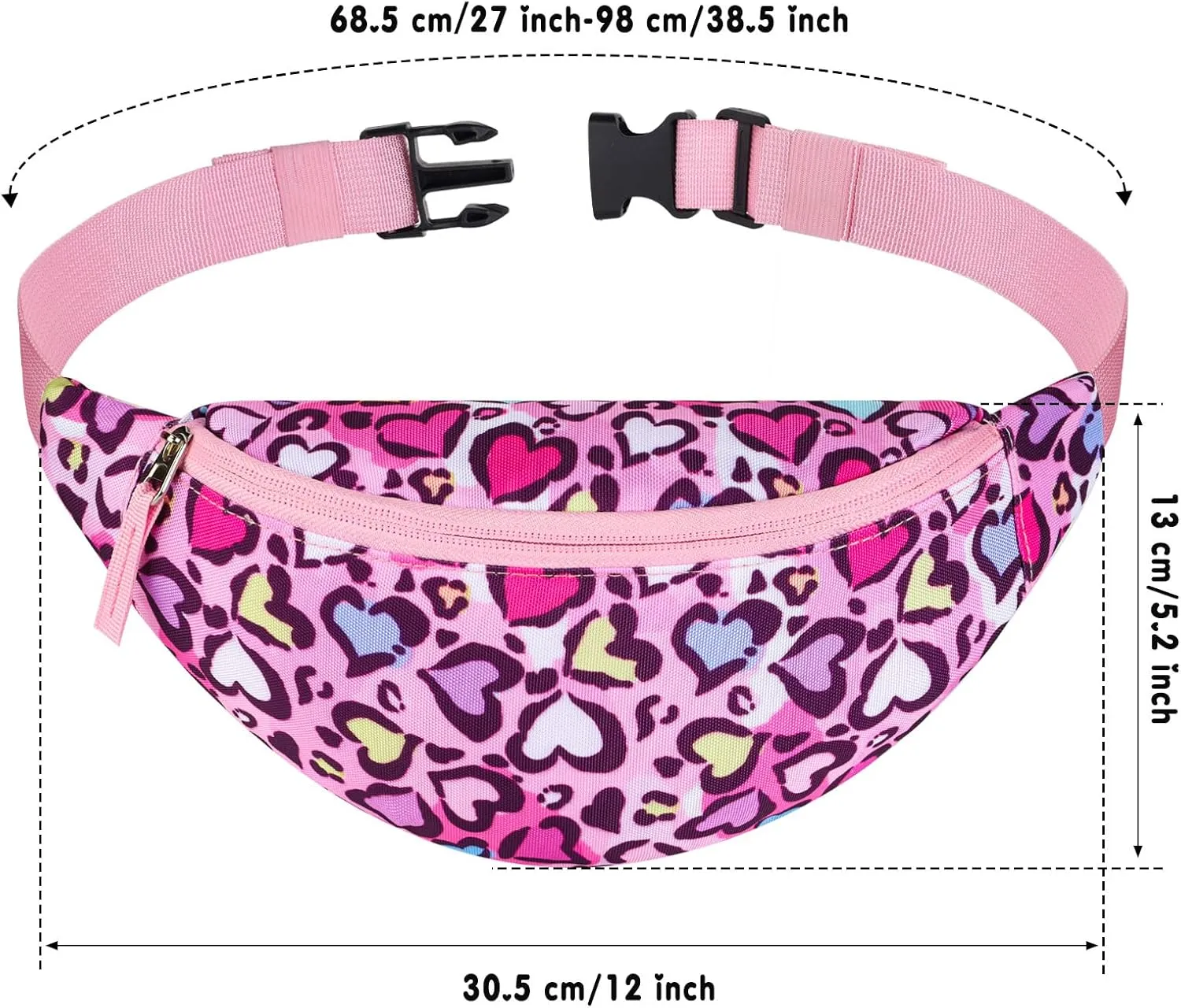 Cheetah Kids Fanny Pack for Girls, Travel Small Waist Bag Crossbody Belt Bag for Little Girls Toddler Cute Fanny Bag Leopard, Pink