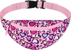 Cheetah Kids Fanny Pack for Girls, Travel Small Waist Bag Crossbody Belt Bag for Little Girls Toddler Cute Fanny Bag Leopard, Pink