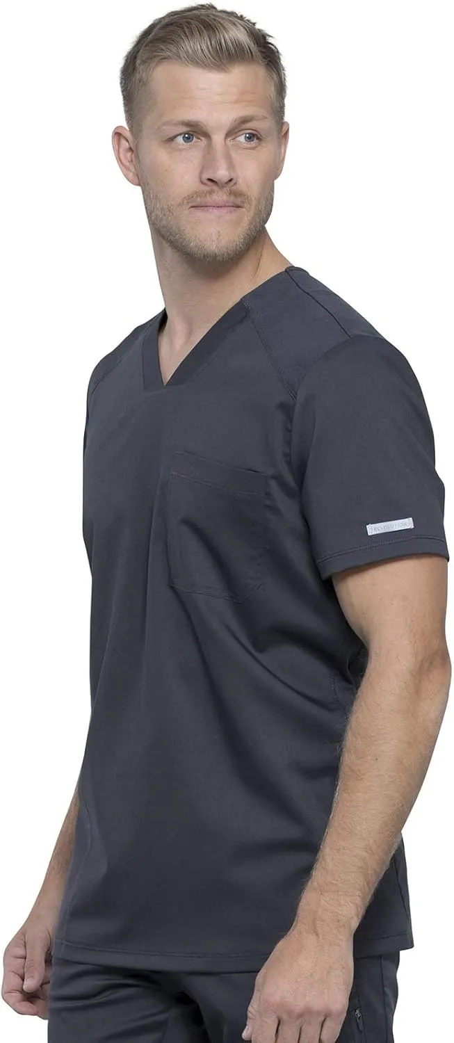 Cherokee Men's V-Neck Scrub Top with Mesh Yoke and Side Panels for Extra Breathability WW603