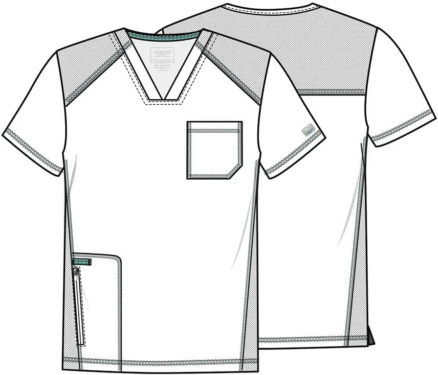 Cherokee Men's V-Neck Scrub Top with Mesh Yoke and Side Panels for Extra Breathability WW603