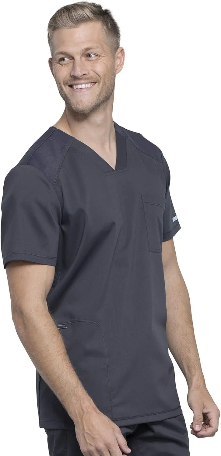 Cherokee Men's V-Neck Scrub Top with Mesh Yoke and Side Panels for Extra Breathability WW603