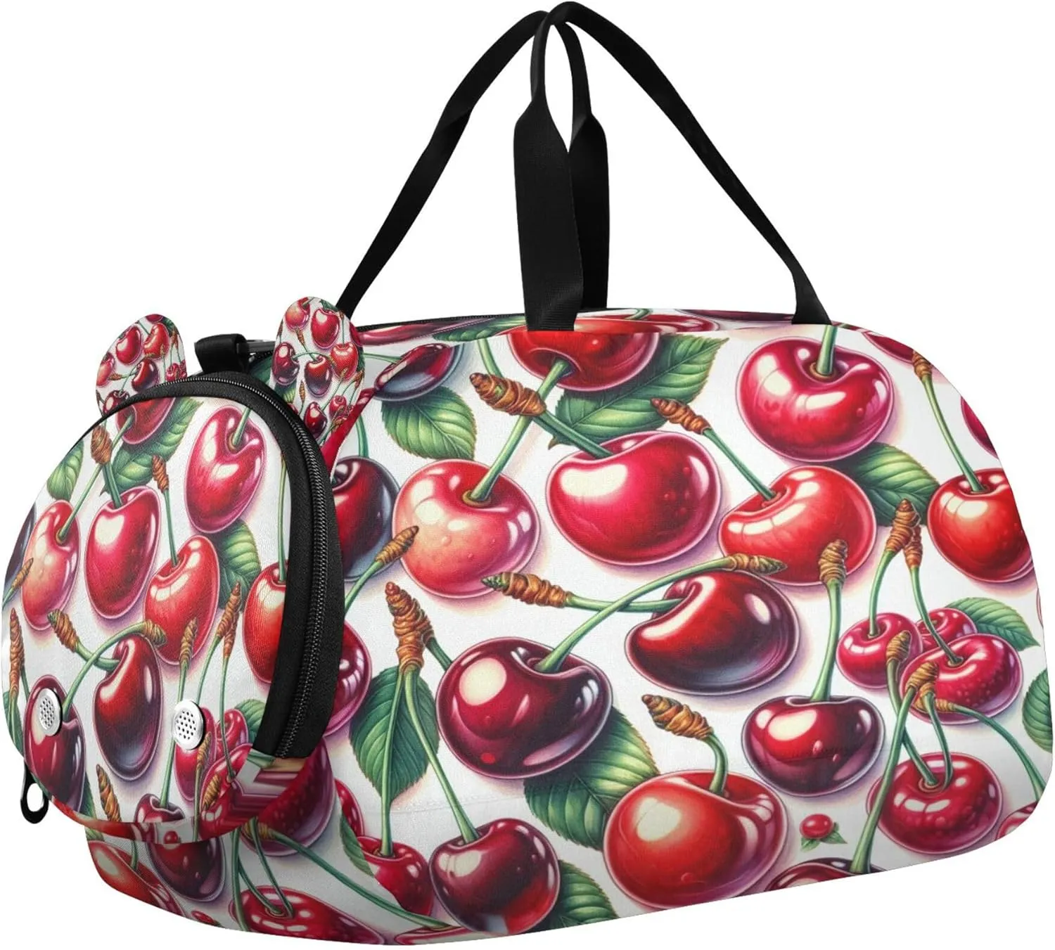 Cherry Kids Overnight Sports Duffel Bags with Shoe Compartment & Wet Pocket Travel Sport Gym Bag for Girls Boys