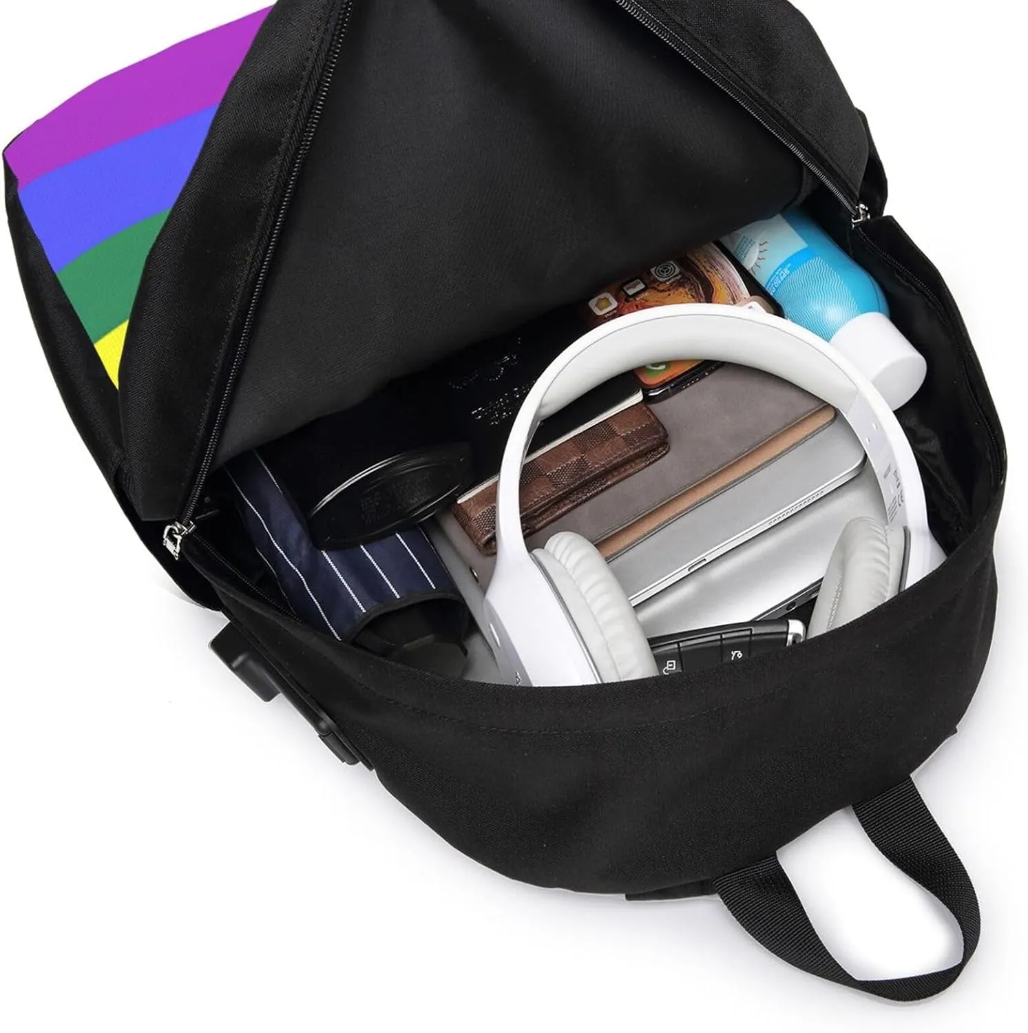 Chile Chilean LGBT Pride Gay Rainbow Trans Flag Laptop Backpacks Travel Backpack Casual Business Daypack Sport Rucksack Computer Bag Fits up to 17 Inch Notebook with USB Port