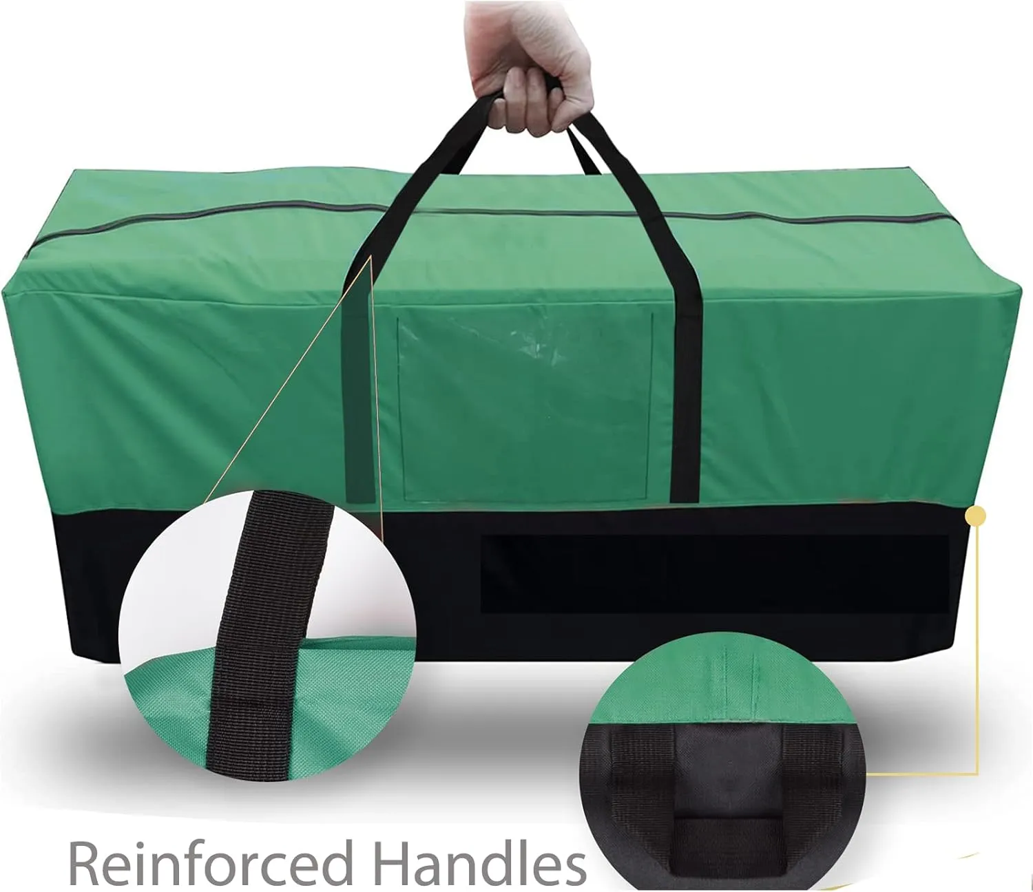 Christmas Tree Storage Bag - Fits Up 8 Ft Tall Artificial Trees - Heavy Duty Holiday Storage Box with Durable Reinforced Handles & Zipper & Transparent Pocket - 600D Oxford Container, Green