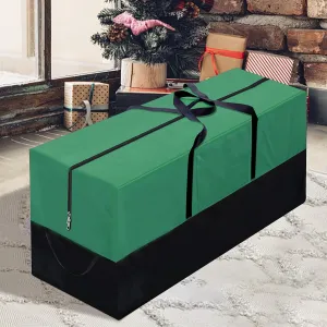 Christmas Tree Storage Bag - Fits Up 8 Ft Tall Artificial Trees - Heavy Duty Holiday Storage Box with Durable Reinforced Handles & Zipper & Transparent Pocket - 600D Oxford Container, Green