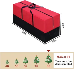 Christmas Tree Storage Bag, Fits Up 8 Ft Tall Artificial Trees-Heavy Duty Holiday Storage Box with Durable Reinforced Handles & Zipper & Transparent Pocket- 600D Oxford Tree Storage Container, Red