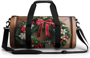 Christmas Wreaths at The Entrance Gym Bag Sport Gym Tote Bag Lightweight Duffle Bag Carry On Weekender Bags for Women Men