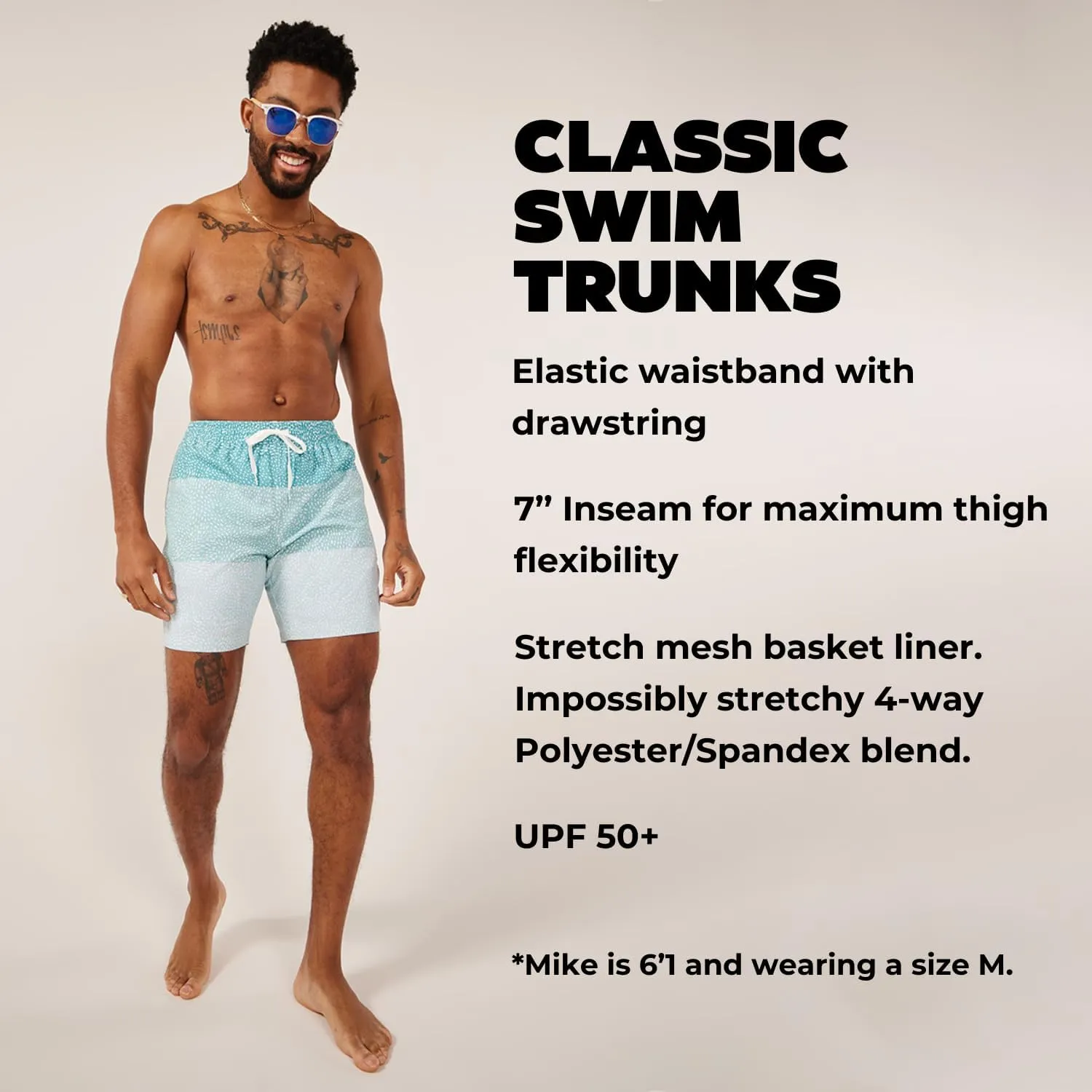 Chubbies Men’s Swim Shorts, Stretch Swimming Board Trunks, Beach Shorts, Quick Dry, 7 Inch Inseam