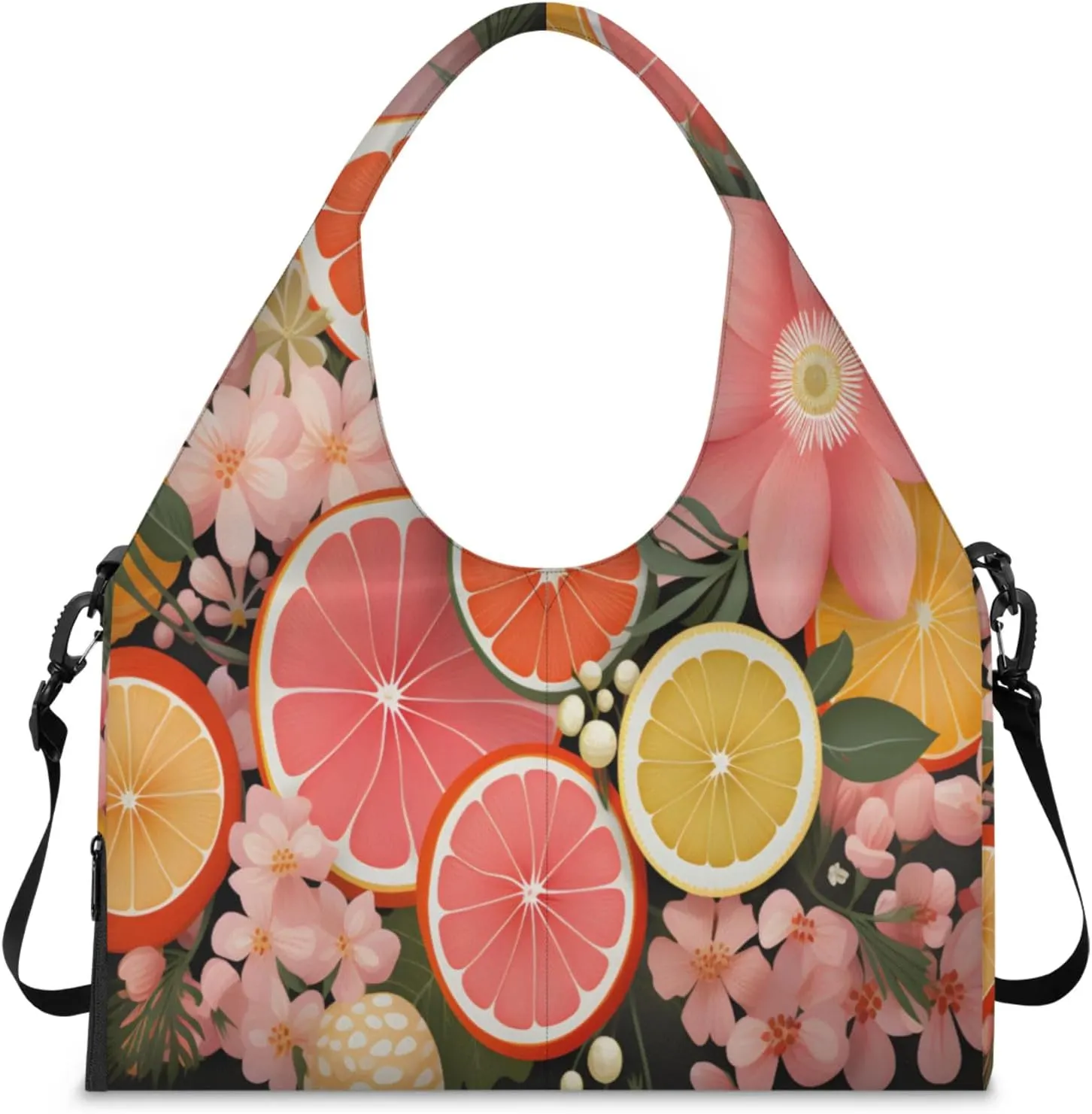 Citrus Slice Garden Waterproof Gym Bag for Men Women, Sports Duffel Bag with Shoe Compartment Yoga Mat Holder, Portable Large Travel Bag for Fitness, Camping, Weekend Trips