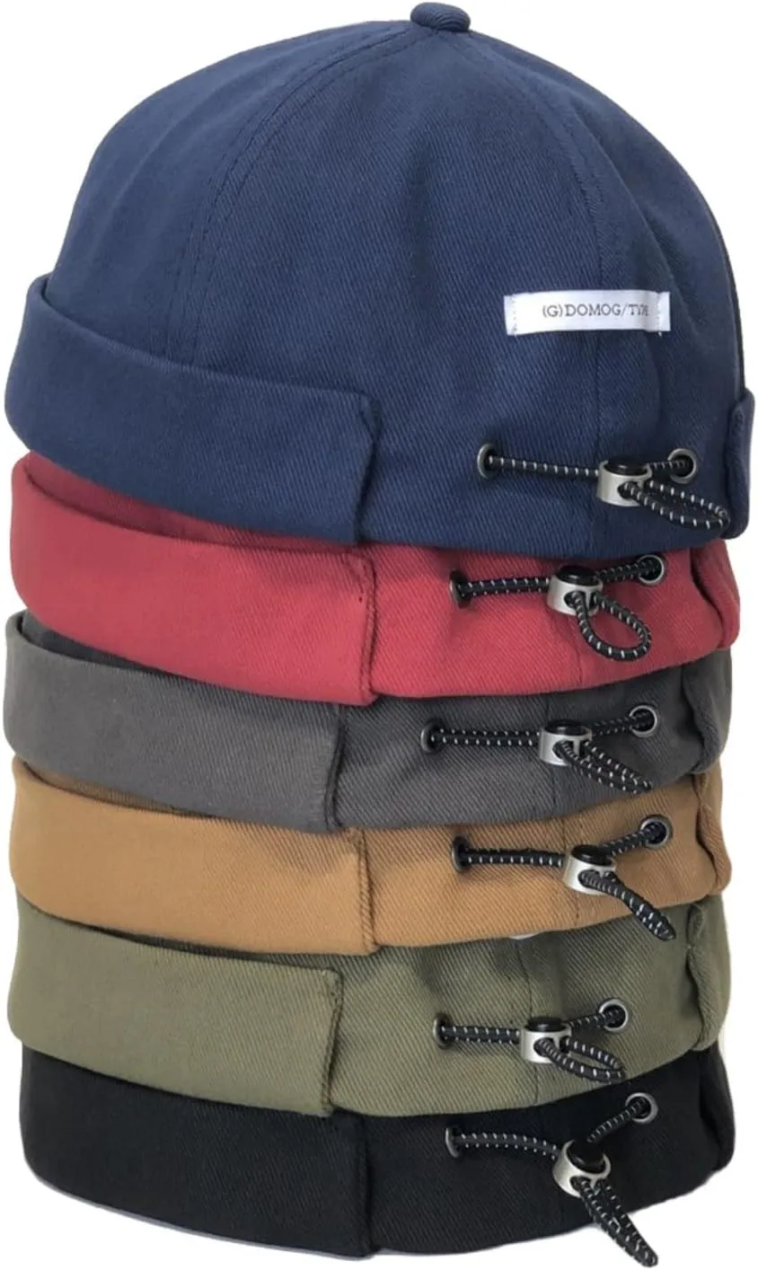 CLAPE Mens Denim Brimless Skullcap Sailor Cap Rolled Cuff Retro Beanie Hat Work Beanie Harbour Hat