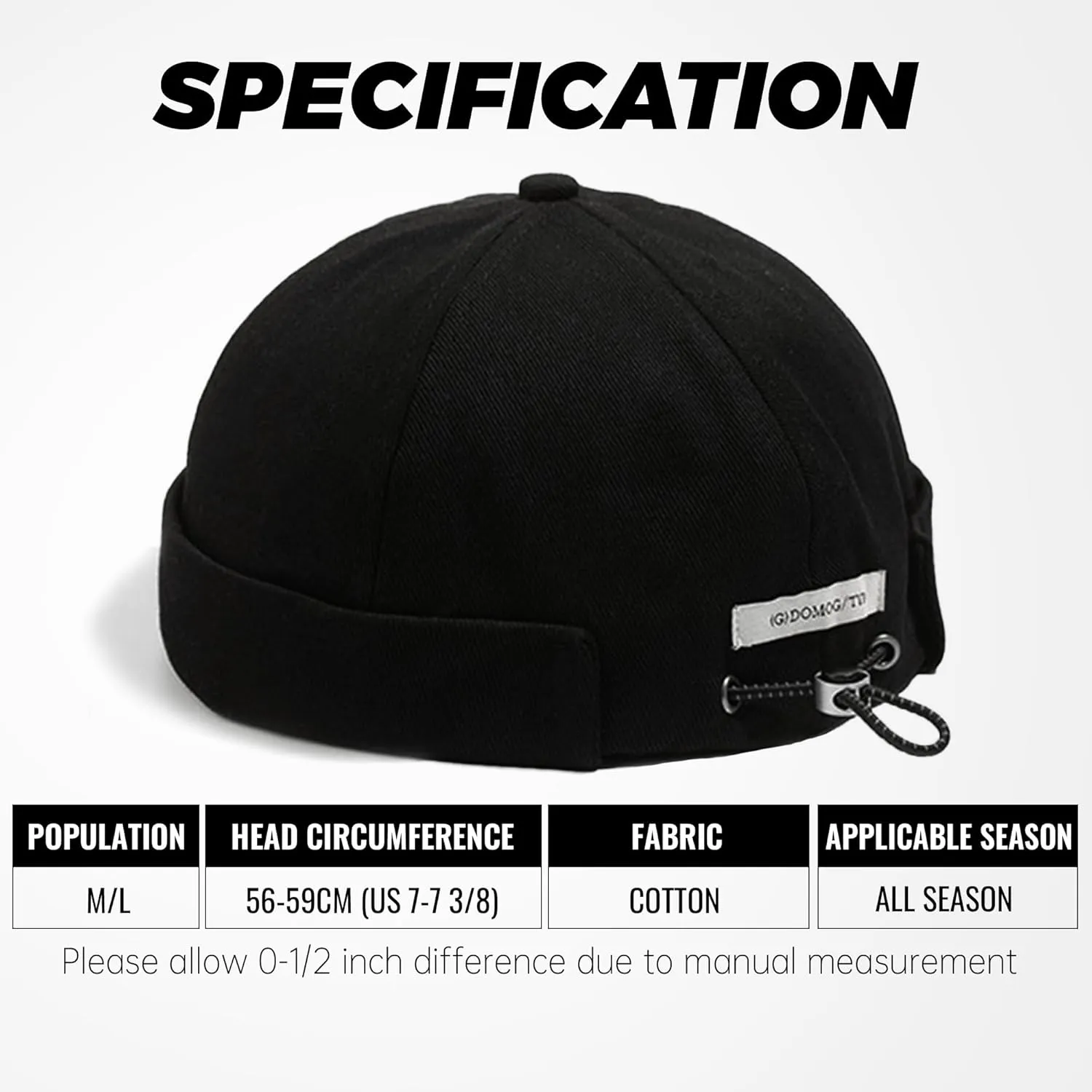 CLAPE Mens Denim Brimless Skullcap Sailor Cap Rolled Cuff Retro Beanie Hat Work Beanie Harbour Hat