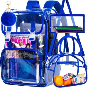 Clear Backpack, Stadium Approved Transparent Bookbag for Girls Boys, Heavy Duty PVC See Through Backpack for Women Men
