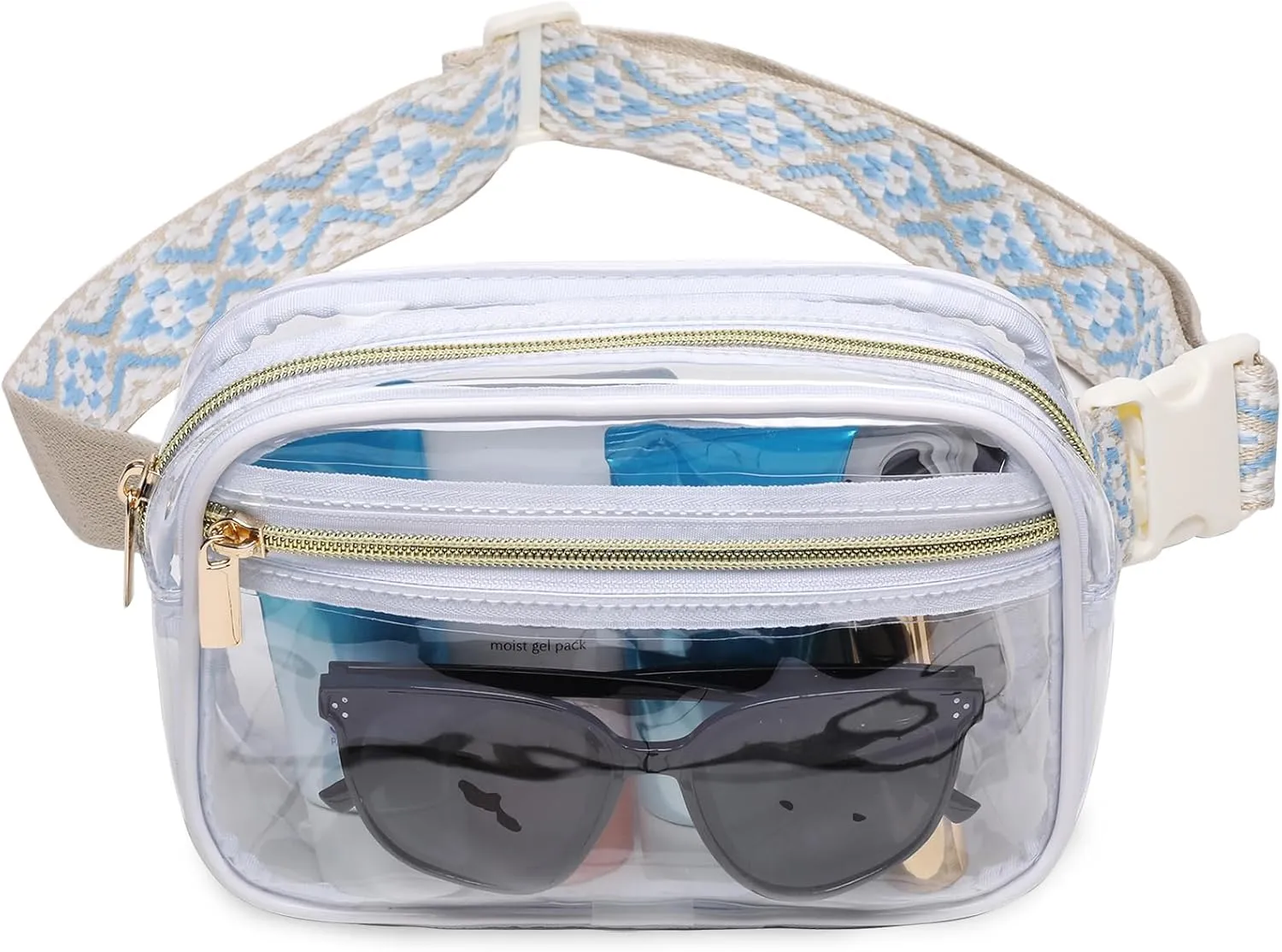 Clear Fanny Pack Stadium Approved，Bunnychill Clear Belt Bag Cross Body Bag for Women Men Transparent Waist Bag Crossbody Purse with Adjustable Belt for Sports, Beach, Events, Concerts, Festivals