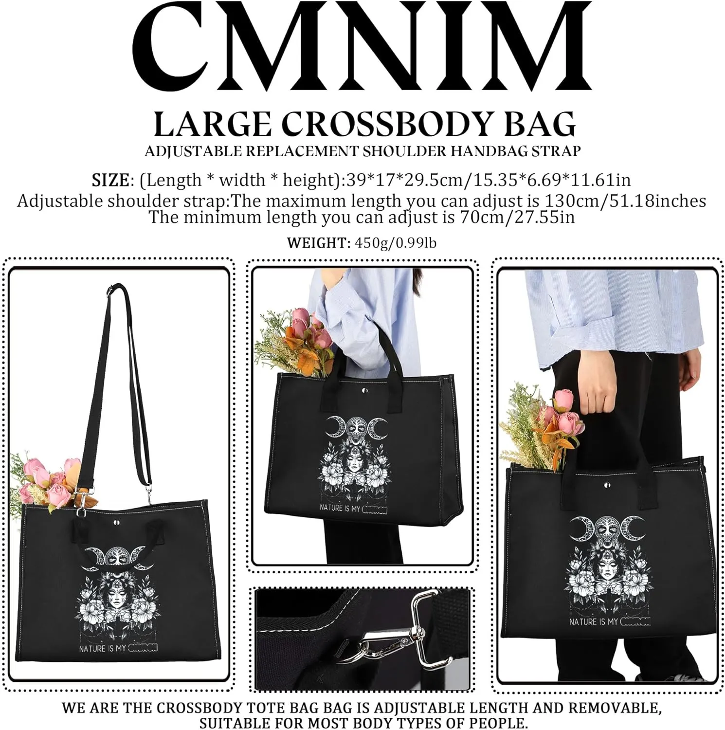 CMNIM Witchy Gifts Witchcraft Accessories Tote Bag Nature Is My Church Witch Stuff for Halloween Wiccan And Pagan Sister Gift