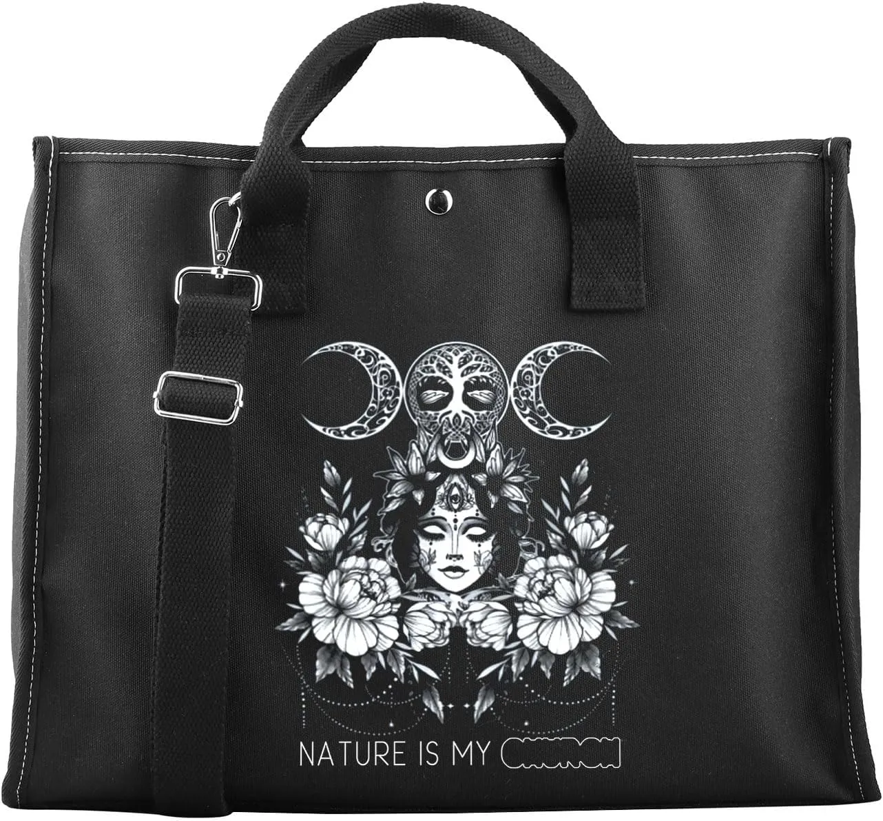 CMNIM Witchy Gifts Witchcraft Accessories Tote Bag Nature Is My Church Witch Stuff for Halloween Wiccan And Pagan Sister Gift