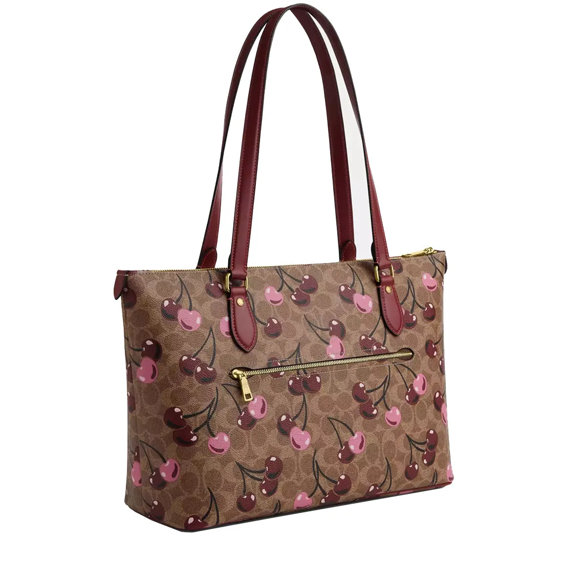 Coach Gallery Tote Bag In Signature Canvas With Cherry Print in Tan Multi CAA71