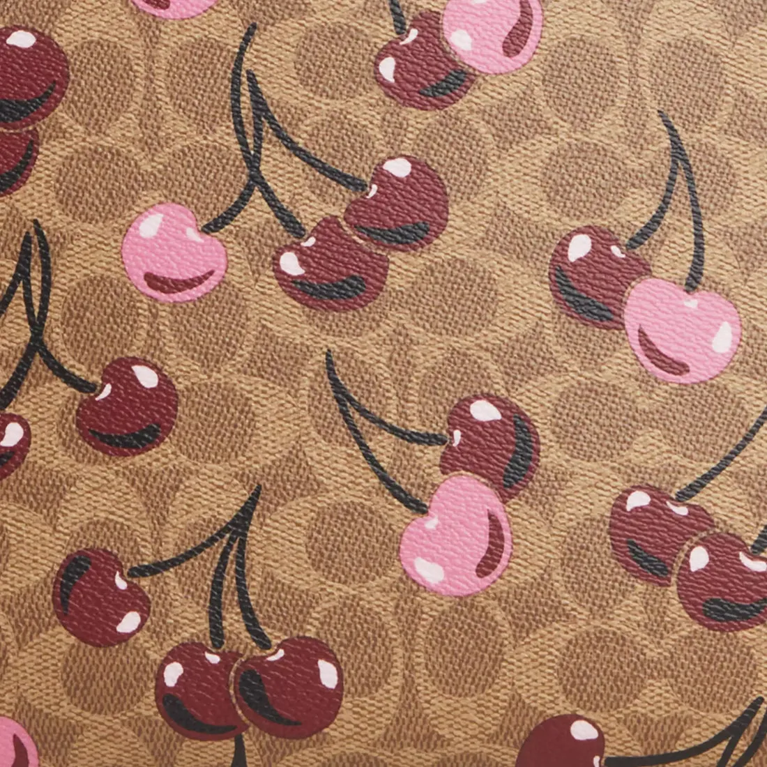 Coach Gallery Tote Bag In Signature Canvas With Cherry Print in Tan Multi CAA71