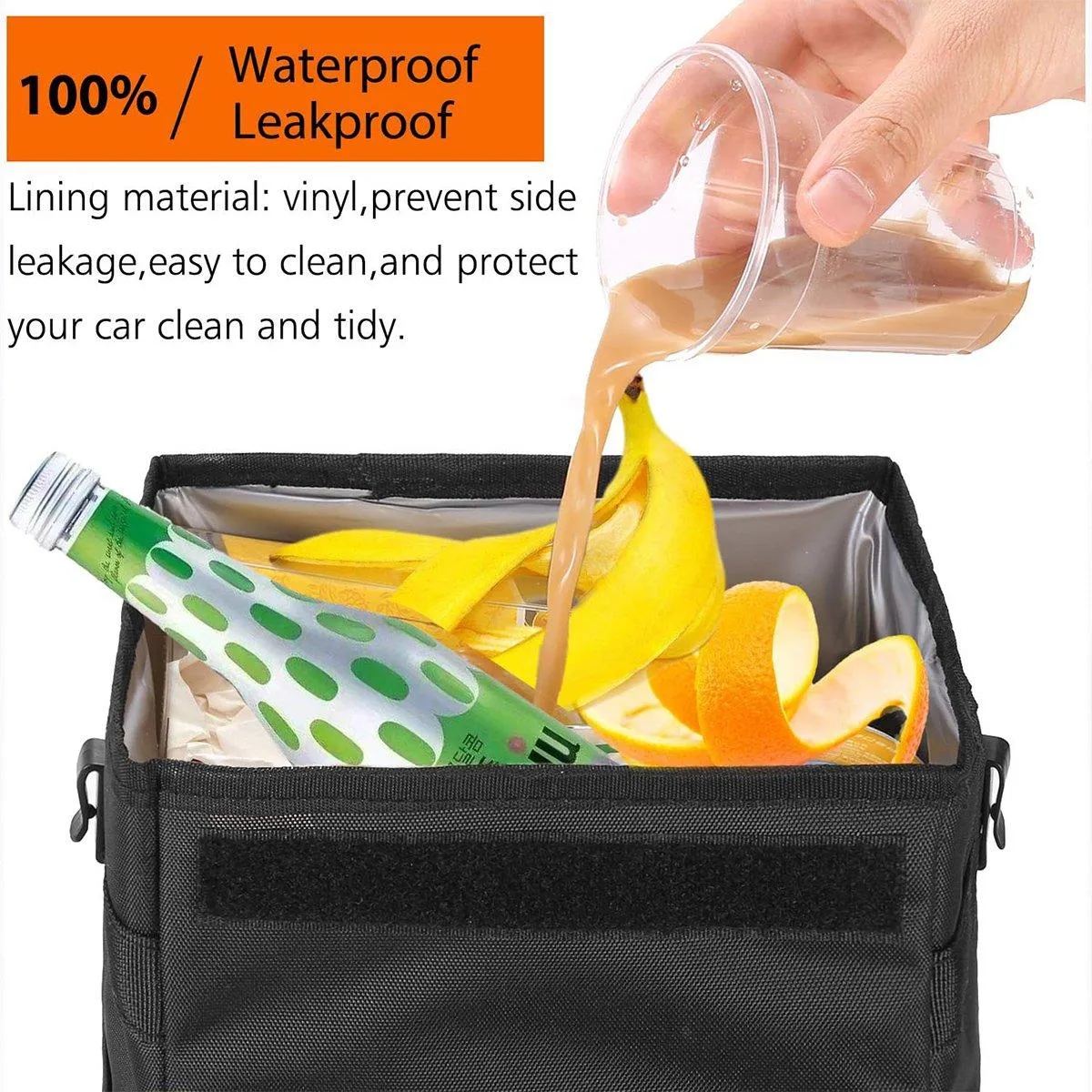 Collapsible Car Wastebasket Storage Box Portable Car Trash Bin for Vehicle Use