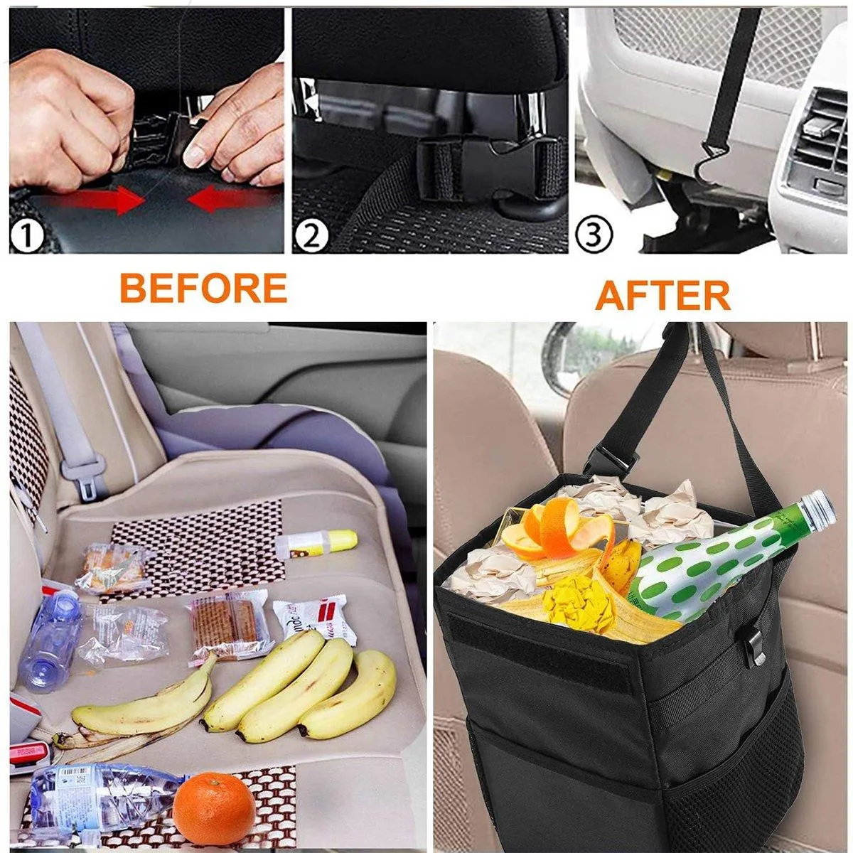 Collapsible Car Wastebasket Storage Box Portable Car Trash Bin for Vehicle Use