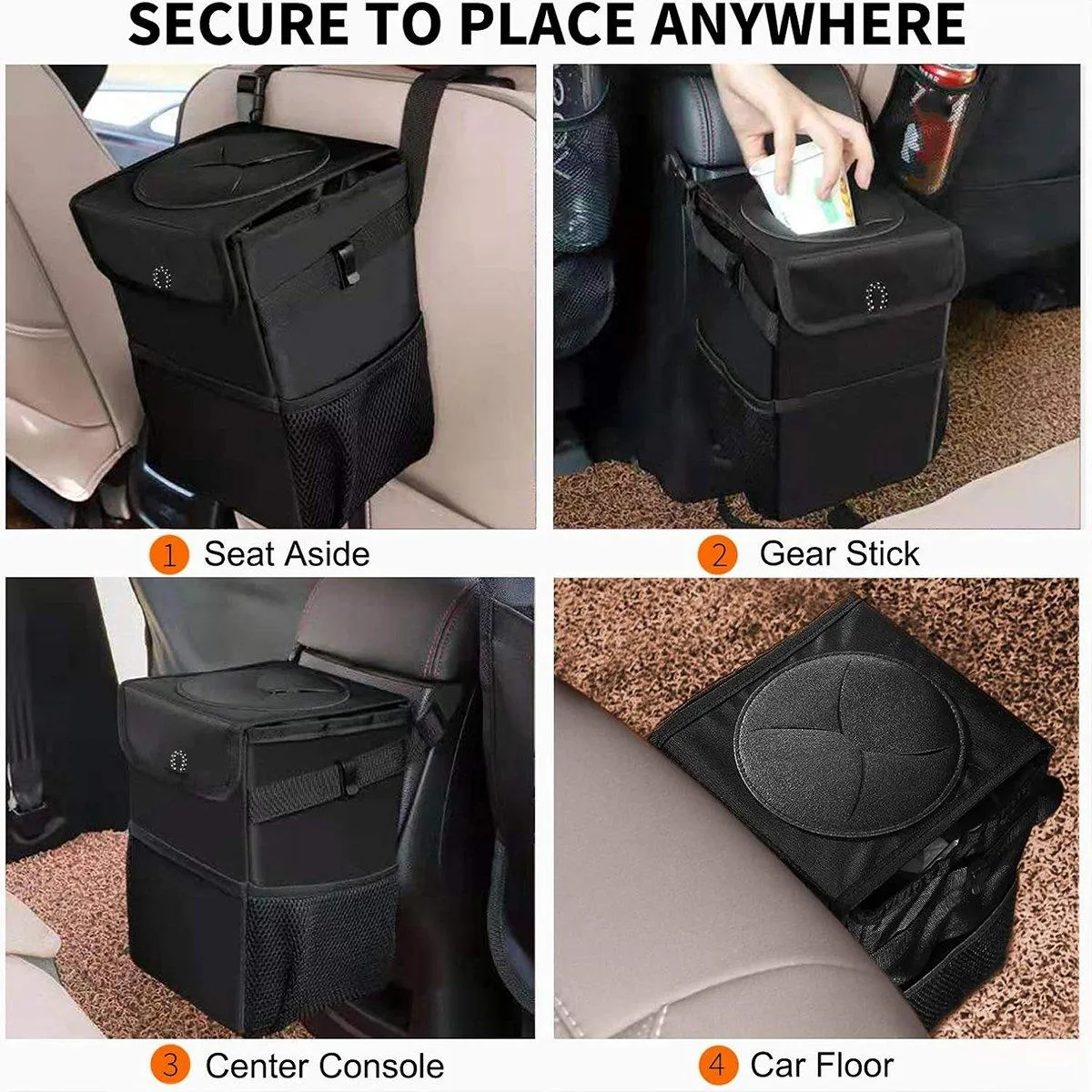 Collapsible Car Wastebasket Storage Box Portable Car Trash Bin for Vehicle Use
