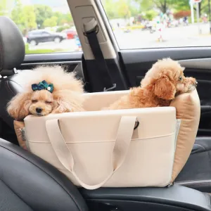 Colour-Block Soft Waterproof Portable Car Console Pet Travel Carrier