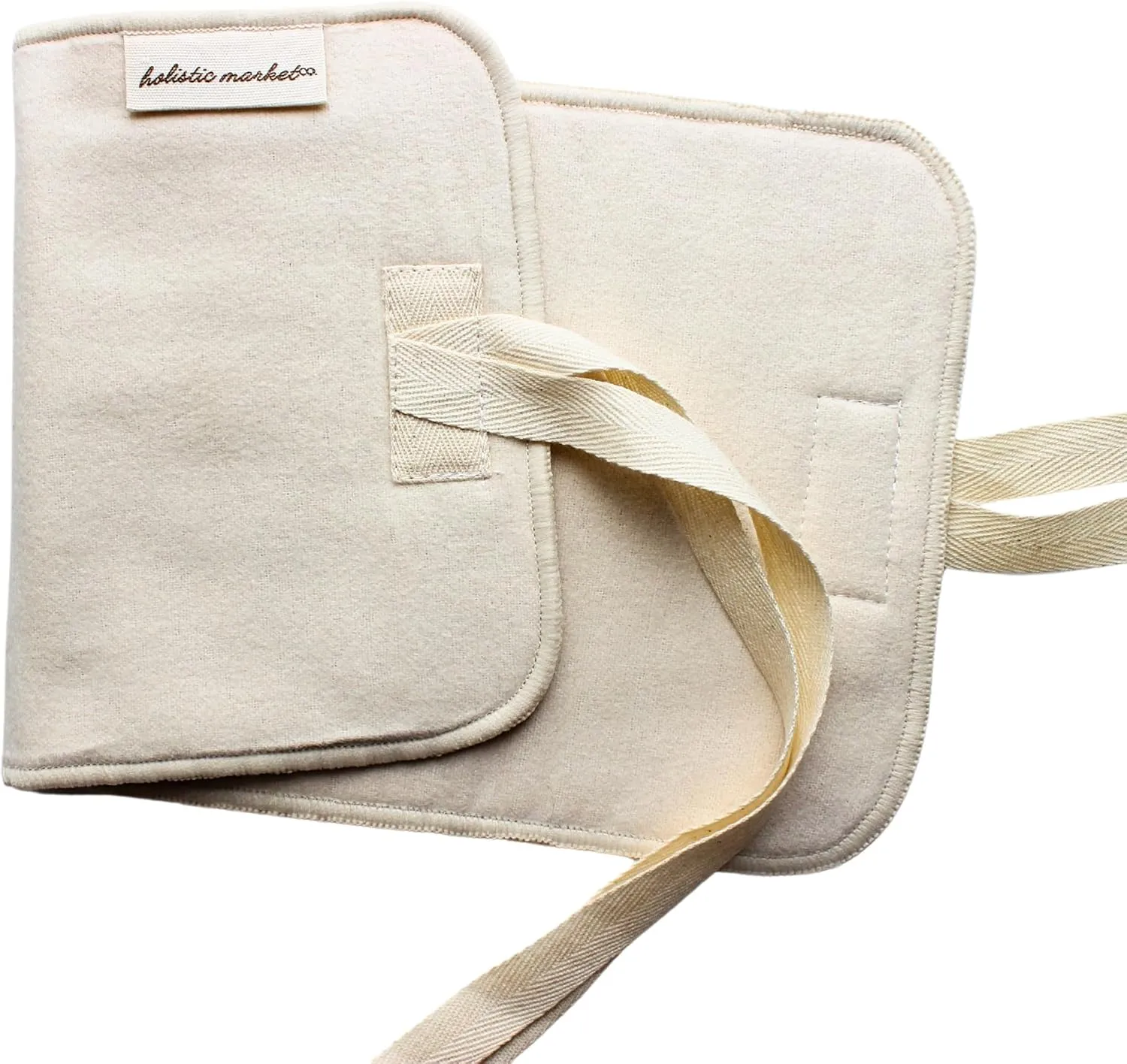 Compress Pad for Castor Oil Pack Unbleached Organic Cotton Flannel 100% Natural Material 32x16cm with Cotton Ties