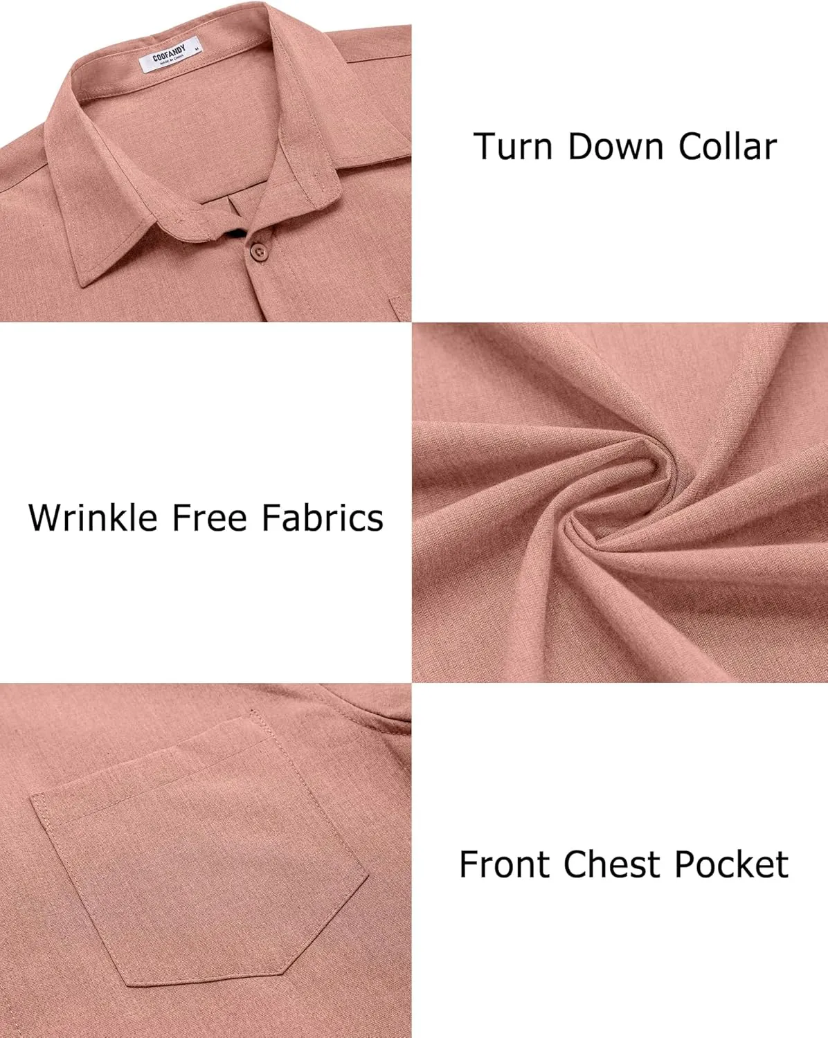 COOFANDY Men's Casual Button Down Shirts Long Sleeve Untucked Shirts Regular Fit Linen Shirt