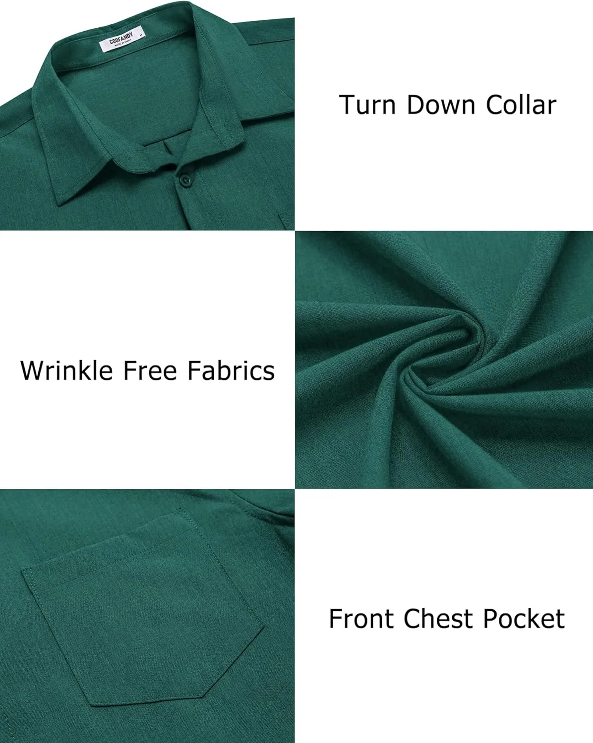 COOFANDY Men's Casual Button Down Shirts Long Sleeve Untucked Shirts Regular Fit Linen Shirt