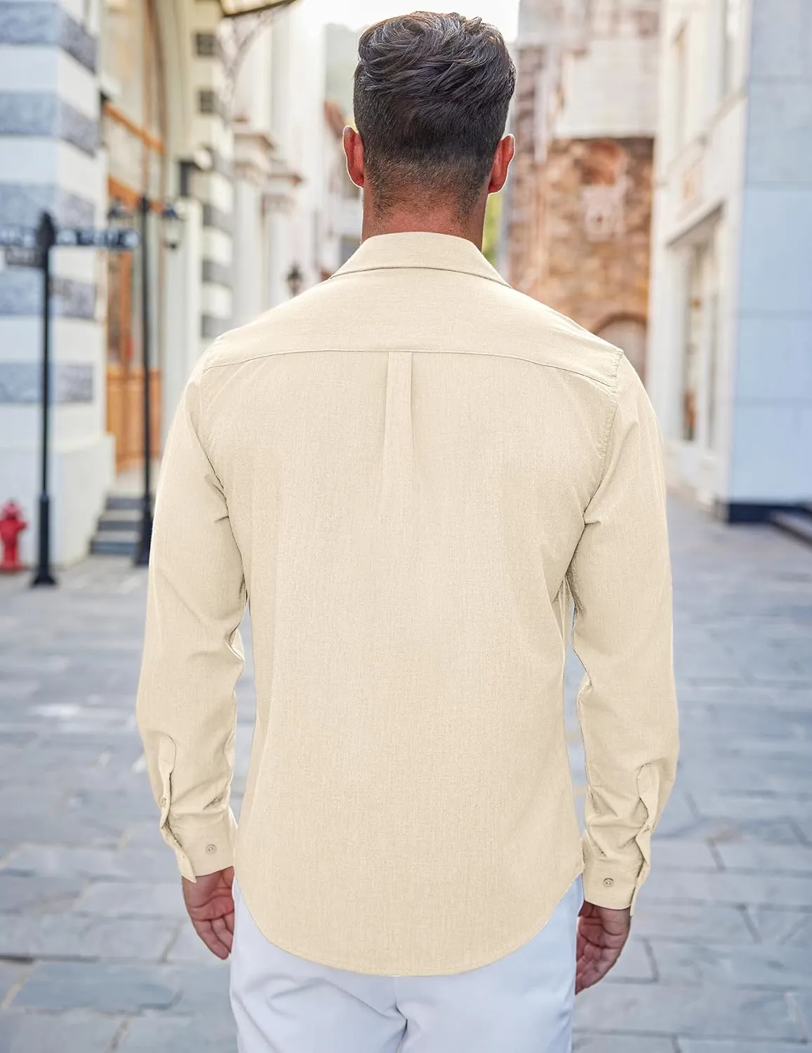 COOFANDY Men's Casual Button Down Shirts Long Sleeve Untucked Shirts Regular Fit Linen Shirt