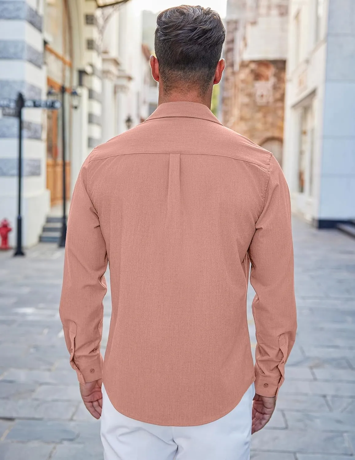 COOFANDY Men's Casual Button Down Shirts Long Sleeve Untucked Shirts Regular Fit Linen Shirt