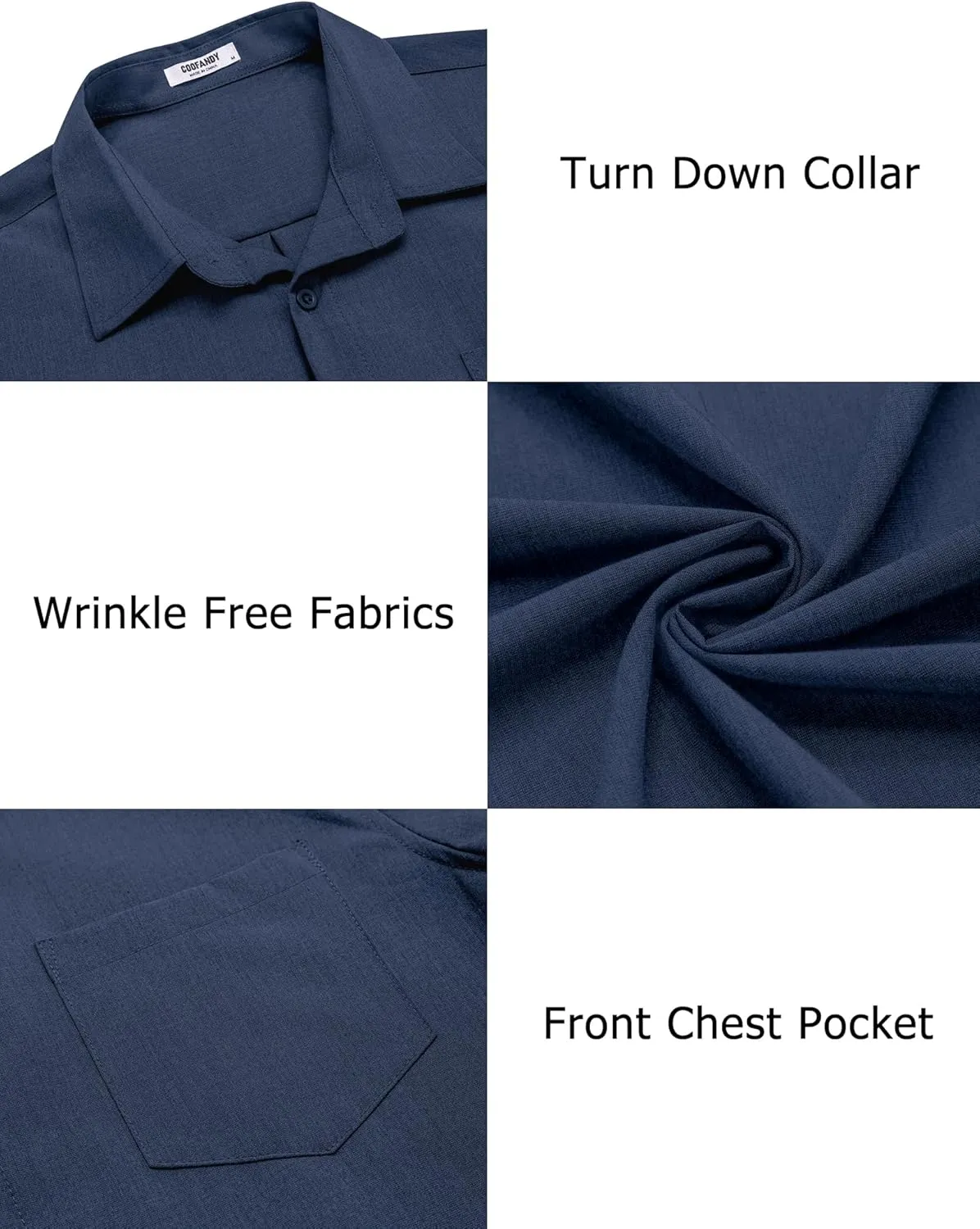 COOFANDY Men's Casual Button Down Shirts Long Sleeve Untucked Shirts Regular Fit Linen Shirt