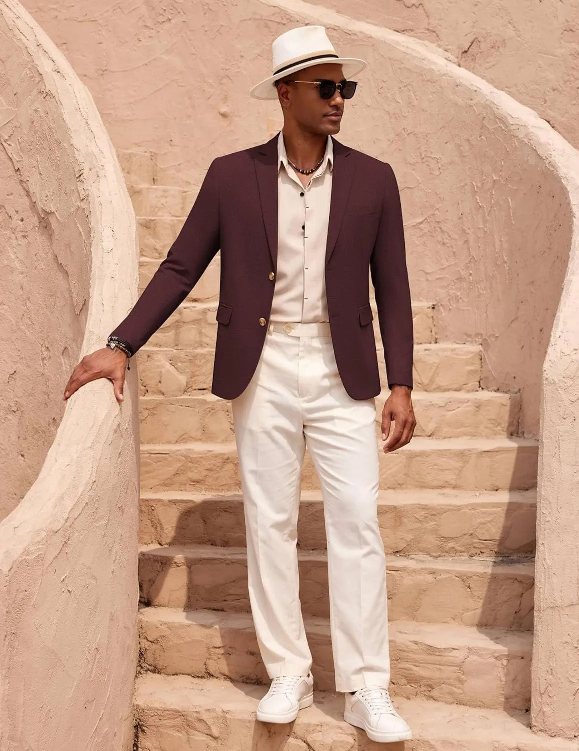 COOFANDY Mens Casual Cotton Linen Blazer Lightweight Linen Sport Coat Two Button Suit Jacket