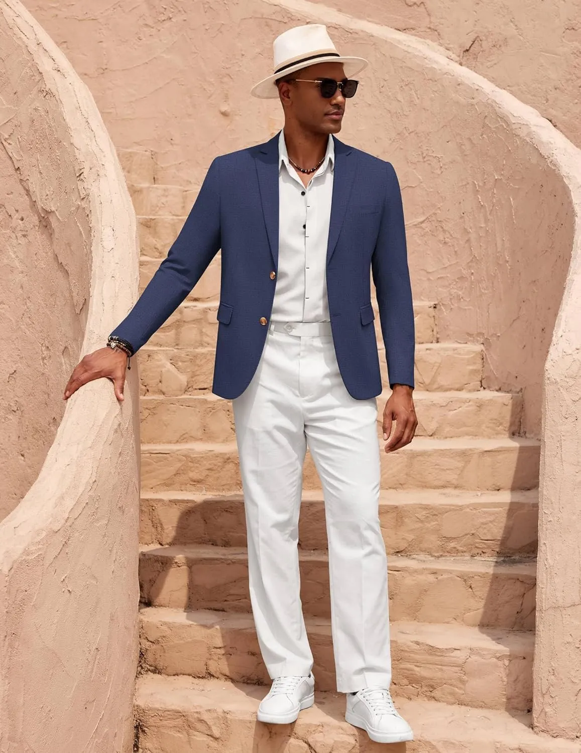 COOFANDY Mens Casual Cotton Linen Blazer Lightweight Linen Sport Coat Two Button Suit Jacket
