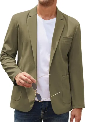 COOFANDY Men's Casual Linen Blazer Lightweight Regular Fit Sport Coat One Button Suit Jacket
