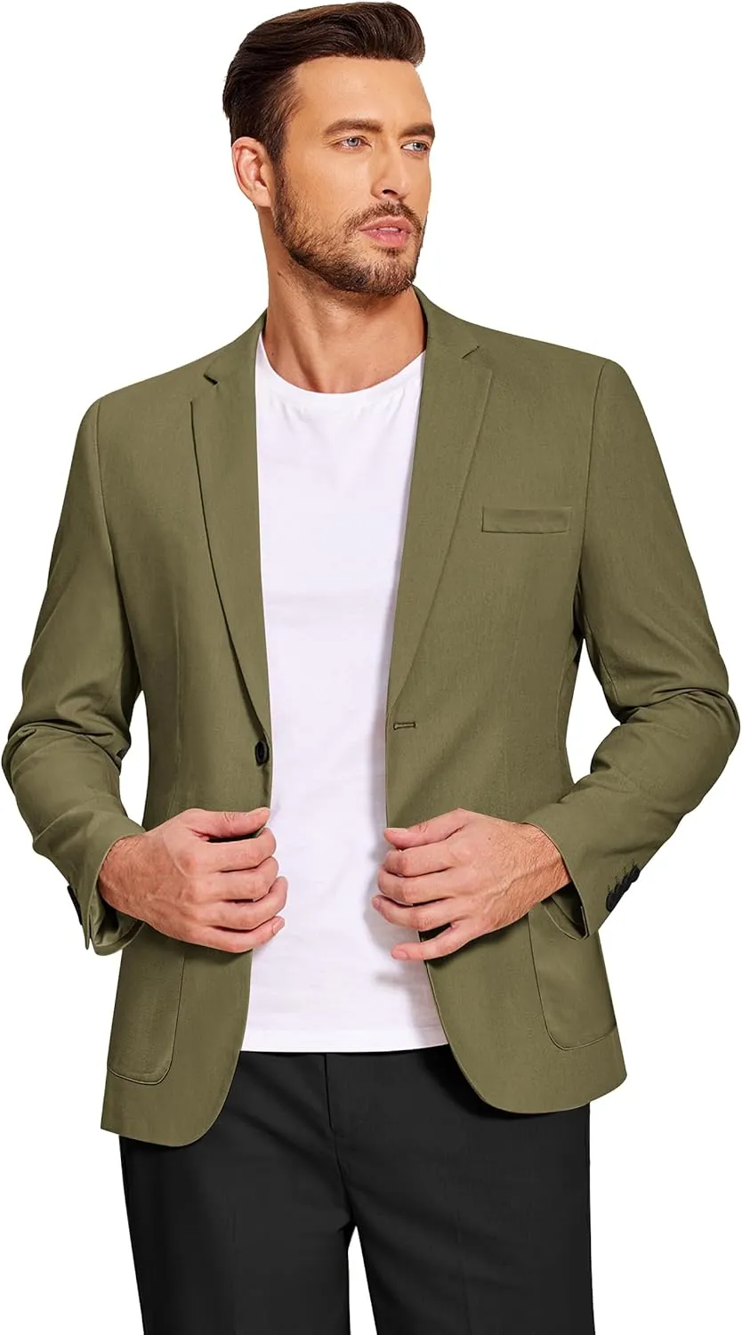 COOFANDY Men's Casual Linen Blazer Lightweight Regular Fit Sport Coat One Button Suit Jacket