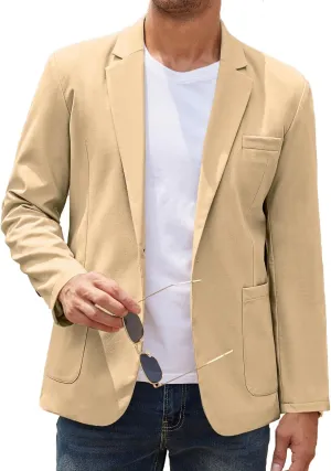 COOFANDY Men's Casual Linen Blazer Lightweight Regular Fit Sport Coat One Button Suit Jacket