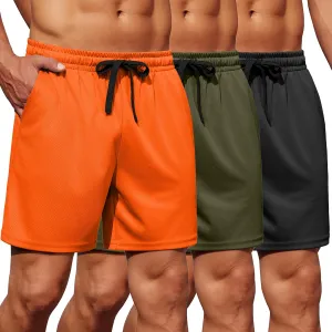 COOFANDY Men's Gym Shorts 3 Pack Mesh Athletic Workout Shorts Lightweight Quick Dry Drawstring Shorts with Pockets