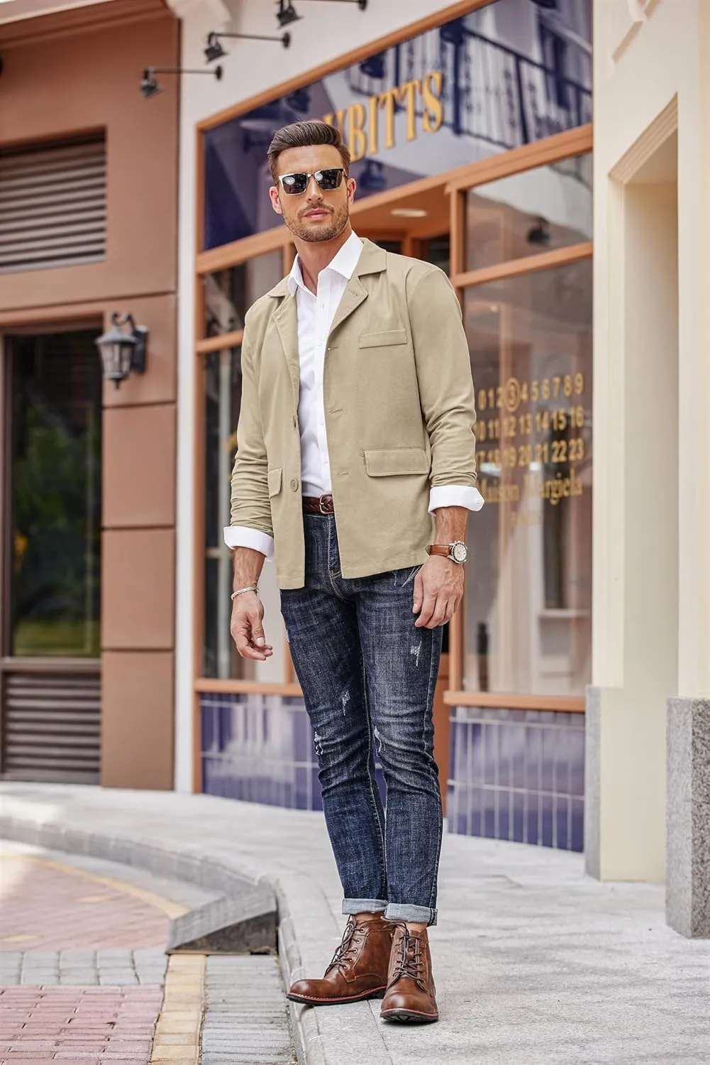 COOFANDY Men's Linen Cotton Casual Suits Blazer Jackets Lightweight Sports Coats
