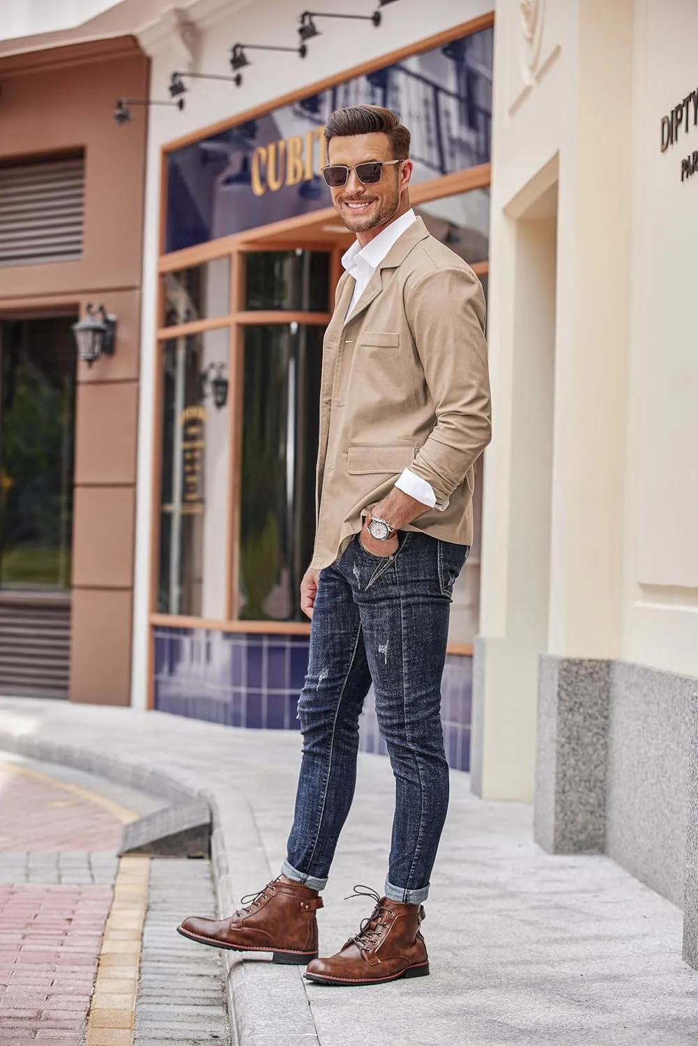 COOFANDY Men's Linen Cotton Casual Suits Blazer Jackets Lightweight Sports Coats